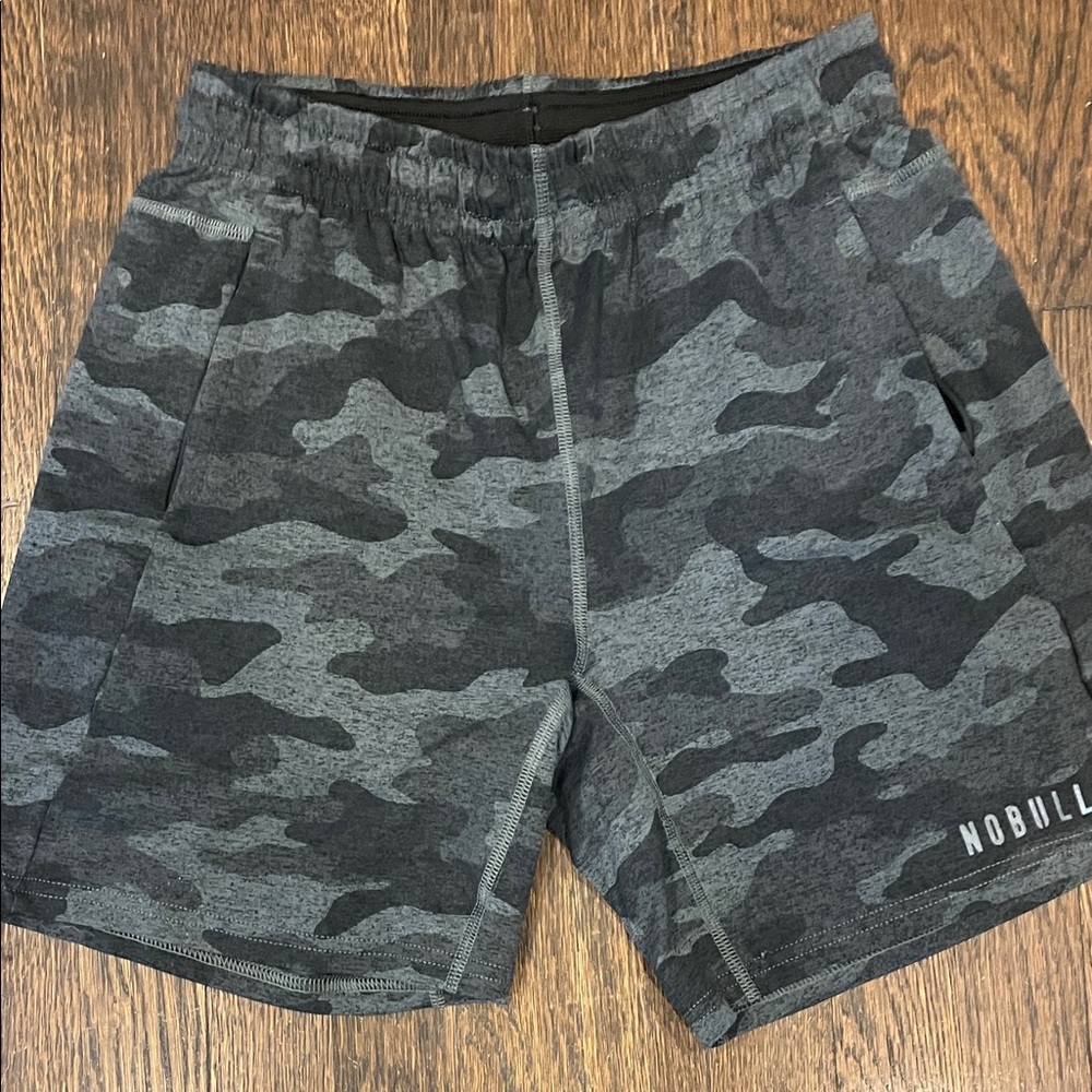 NOBULL Men's Athletic Camo Shorts - Black and Gray